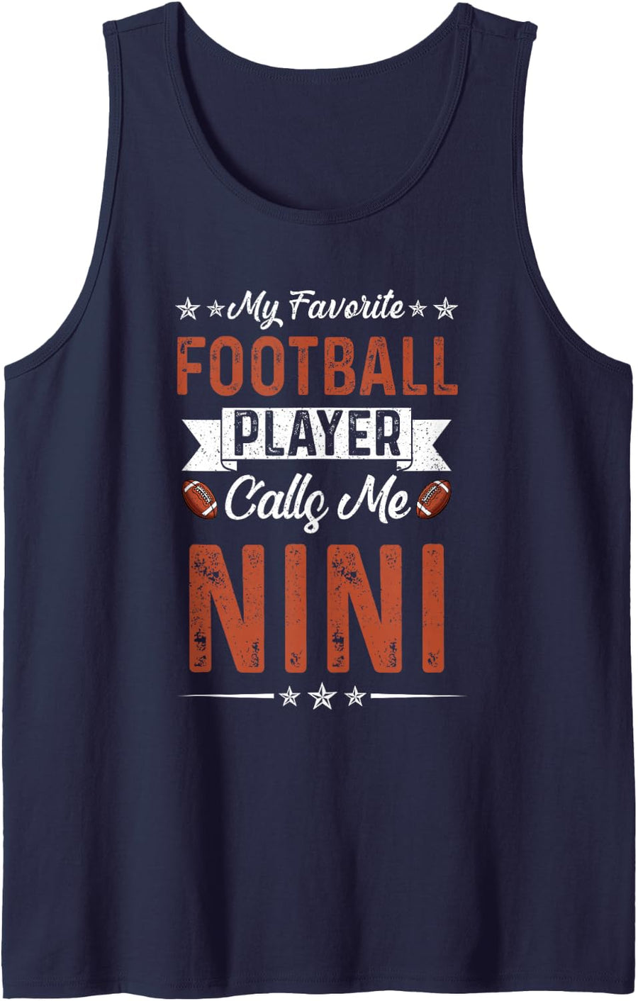 My Favorite Football Player Calls me Nini Sleeveless Tank Top - Navy Blue