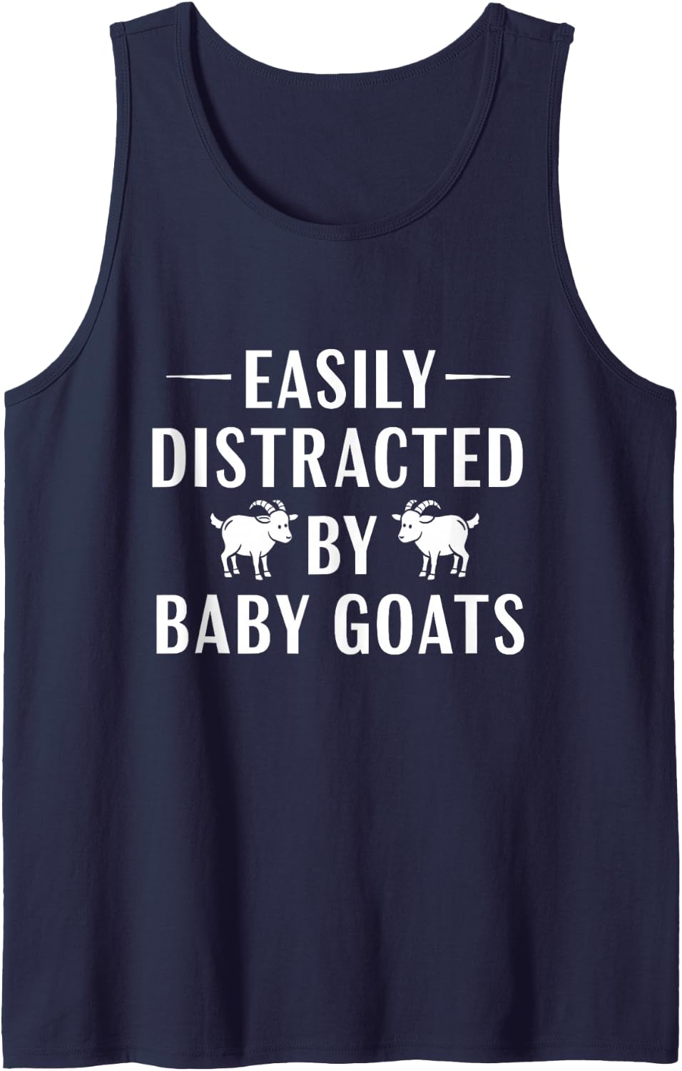 Funny Goat Lover Shirt - Easily Distracted By Baby Goats Sleeveless Tank Top - Navy Blue