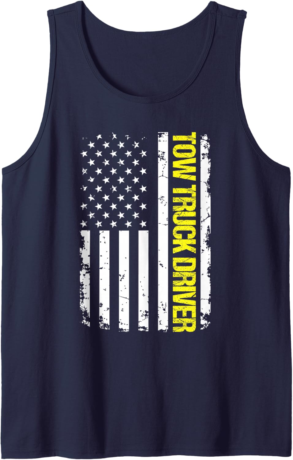 Tow Truck Driver USA Flag Sleeveless Tank Top - Navy Blue