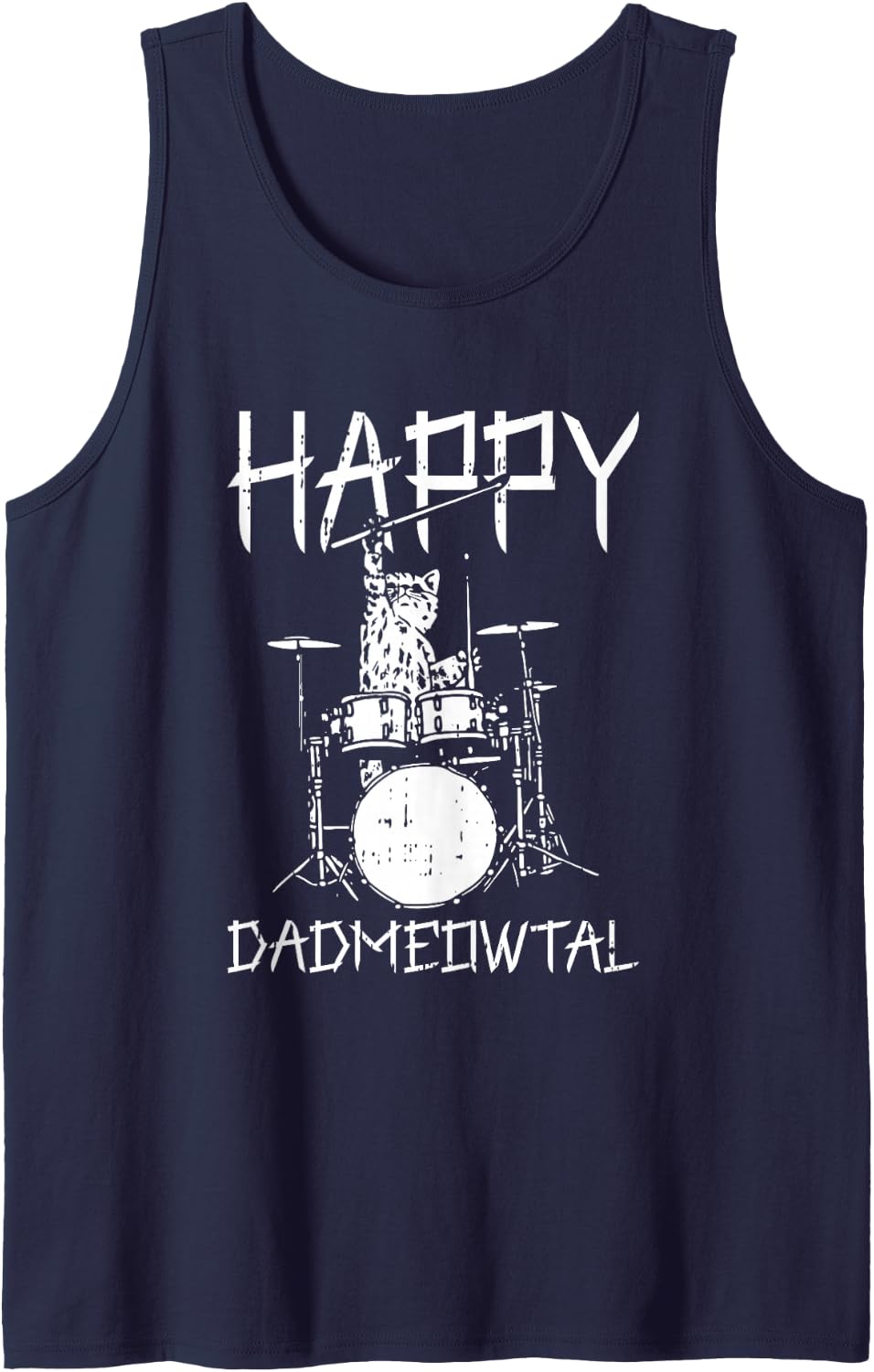 Cat Dad Meowtal Fathers Day Funny Kitten Papa Grandpa Men Sleeveless Tank Top - Navy Blue
