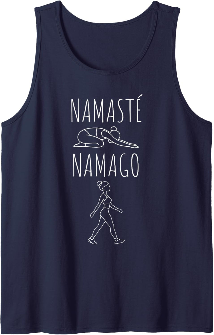 Namasté Namago Funny Yoga Saying with Yoga Pose Humour Sleeveless Tank Top - Navy Blue