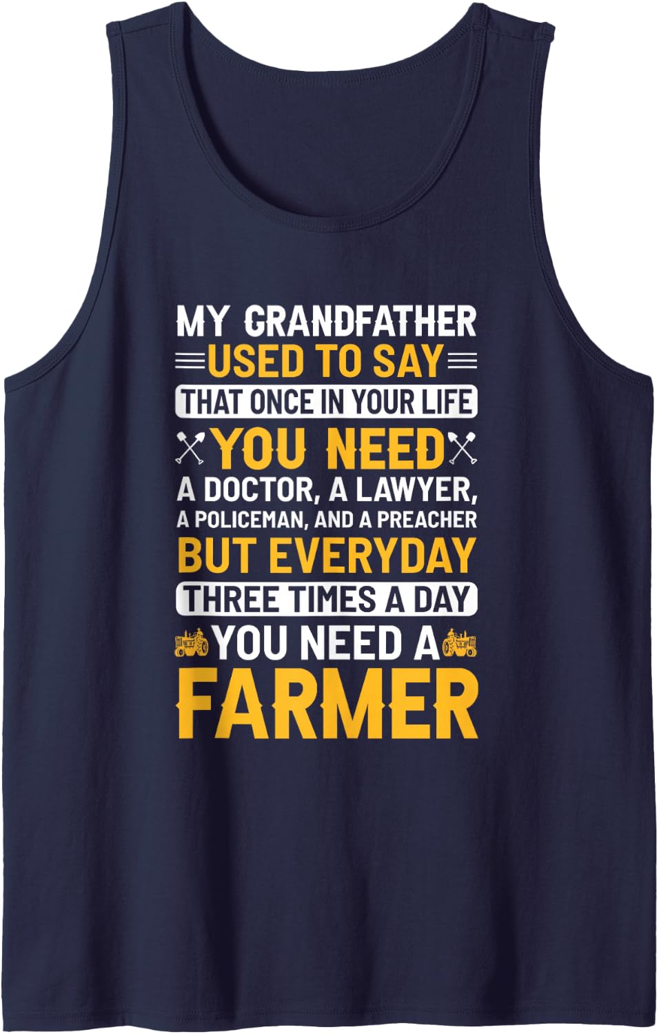 Three Times A Day You Need A Farmer Funny Farming Sleeveless Tank Top - Navy Blue