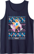 Sonic The Hedgehog Christmas Rouge The Bat Ugly Sweater Tank Top - Navy Blue