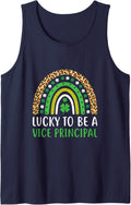 Lucky to Be A Vice Principal Rainbow St Patricks Day Tank Top - Navy Blue