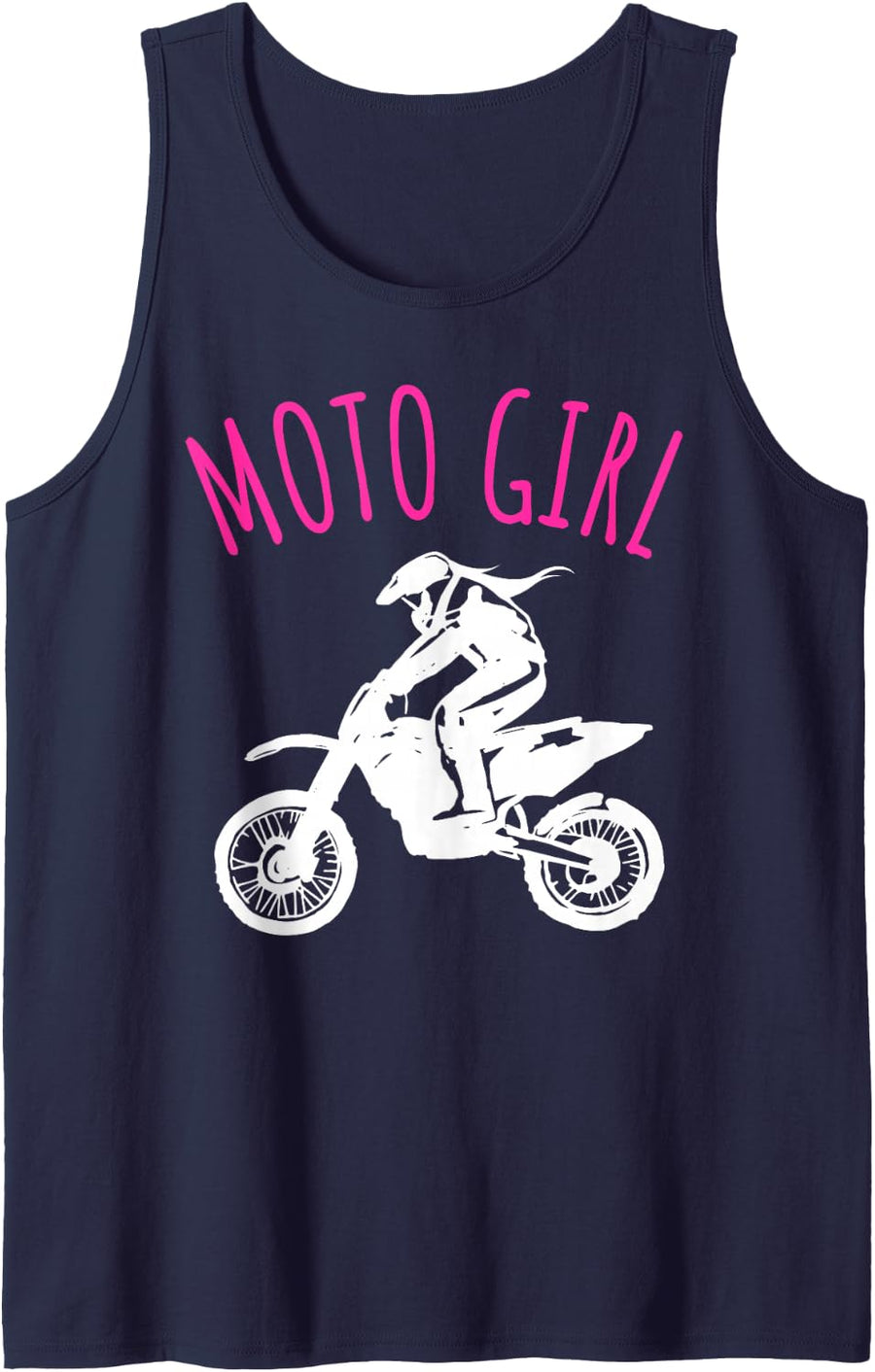 Moto Girl | Womens Dirt Biking Design | Girls Dirt Bike Sleeveless Tank Top - Navy Blue