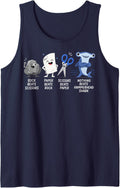 Cartoon Rock Paper Scissors with Hammerhead Shark Tank Top - Navy Blue