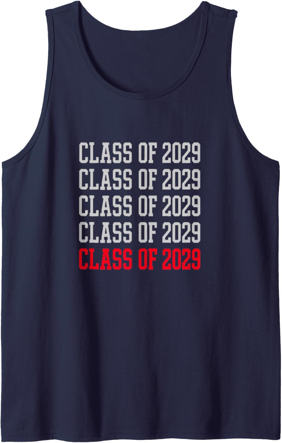 Class of 2029 Stacked Varsity 10th Grade School Sophomore Sleeveless Tank Top - Navy Blue