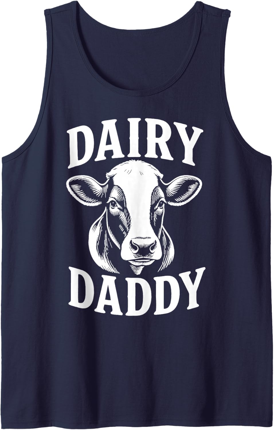 Dairy Farmer Dad Cow Farming Agriculture Sleeveless Tank Top - Navy Blue