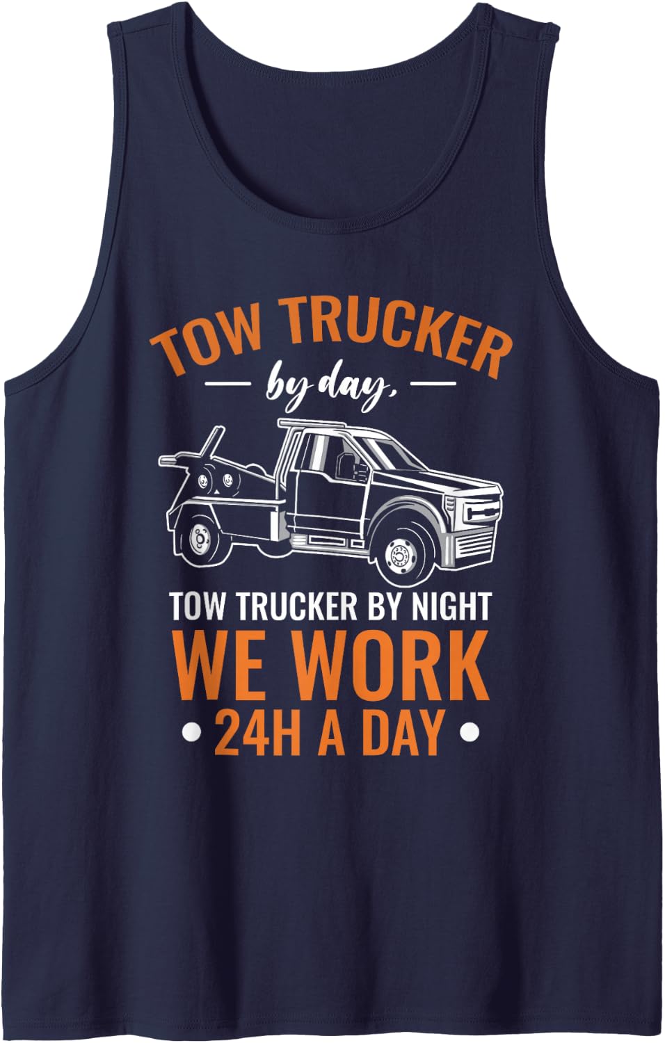 Tow Truck Driver Breakdown Lorry Trucker Sleeveless Tank Top - Navy Blue
