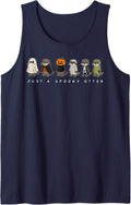 Just A Spooky Otter Pumpkin Ghost Mummy Skeleton Halloween Tank Top - Navy Blue