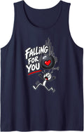 Falling for You Funny Physics Love Sleeveless Tank Top - Navy Blue