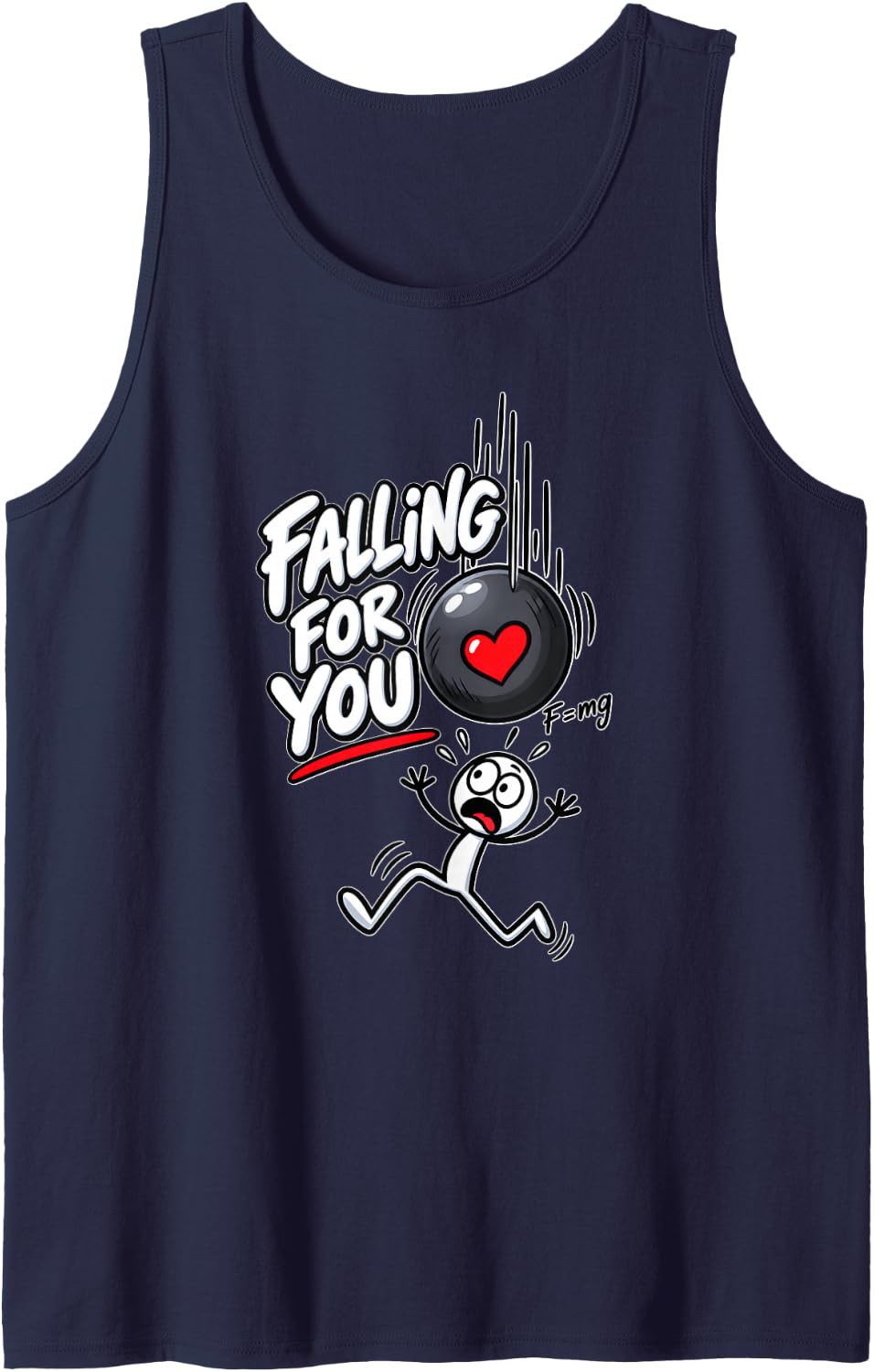 Falling for You Funny Physics Love Sleeveless Tank Top - Navy Blue