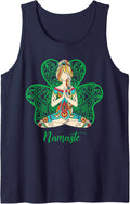Shamrock Namaste Yoga Lovers Gifts St Patrick's Day Tank Top - Navy Blue