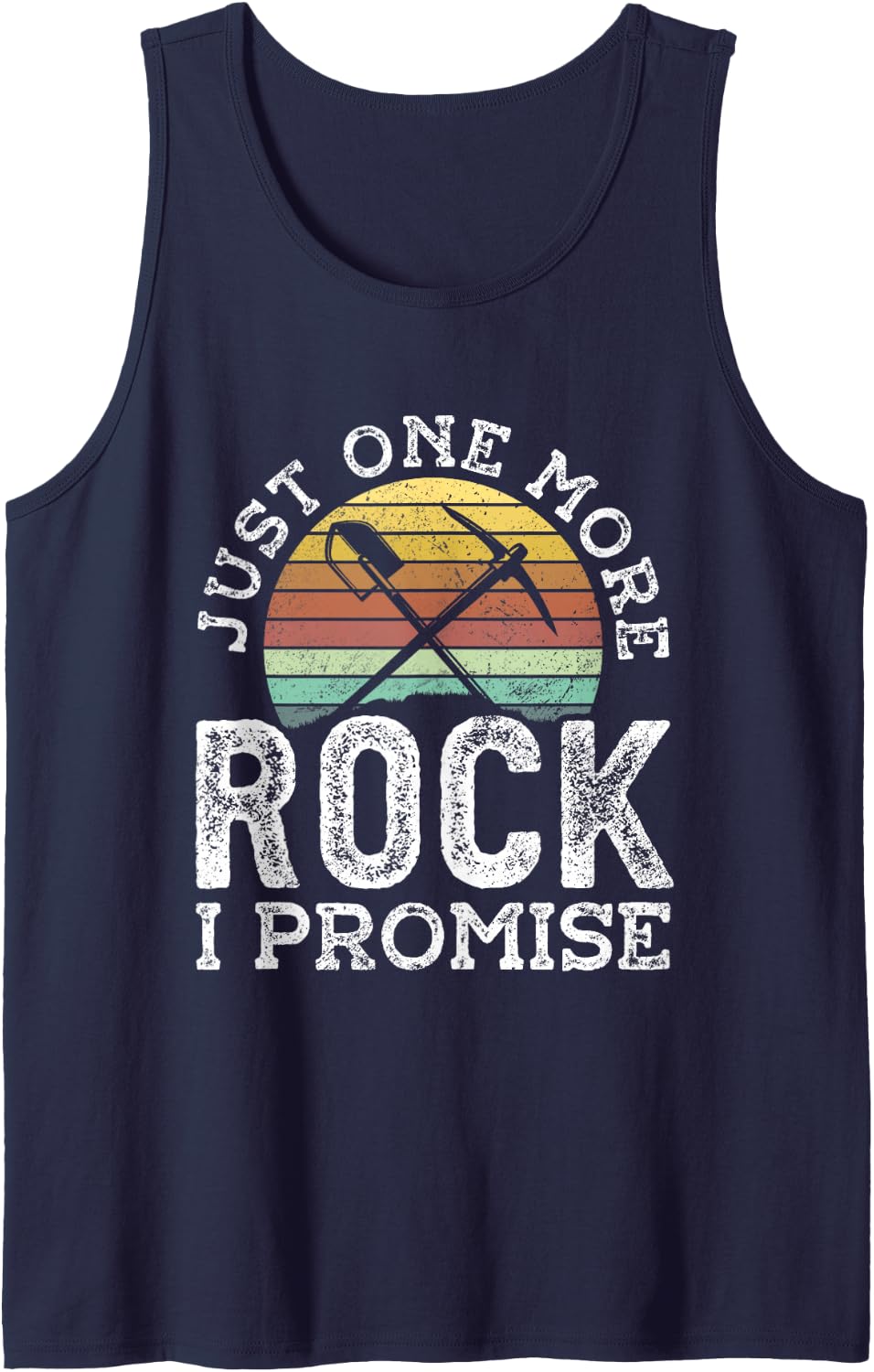 Just One More Rock I Promise Rock Collector Geode Hunter Sleeveless Tank Top - Navy Blue