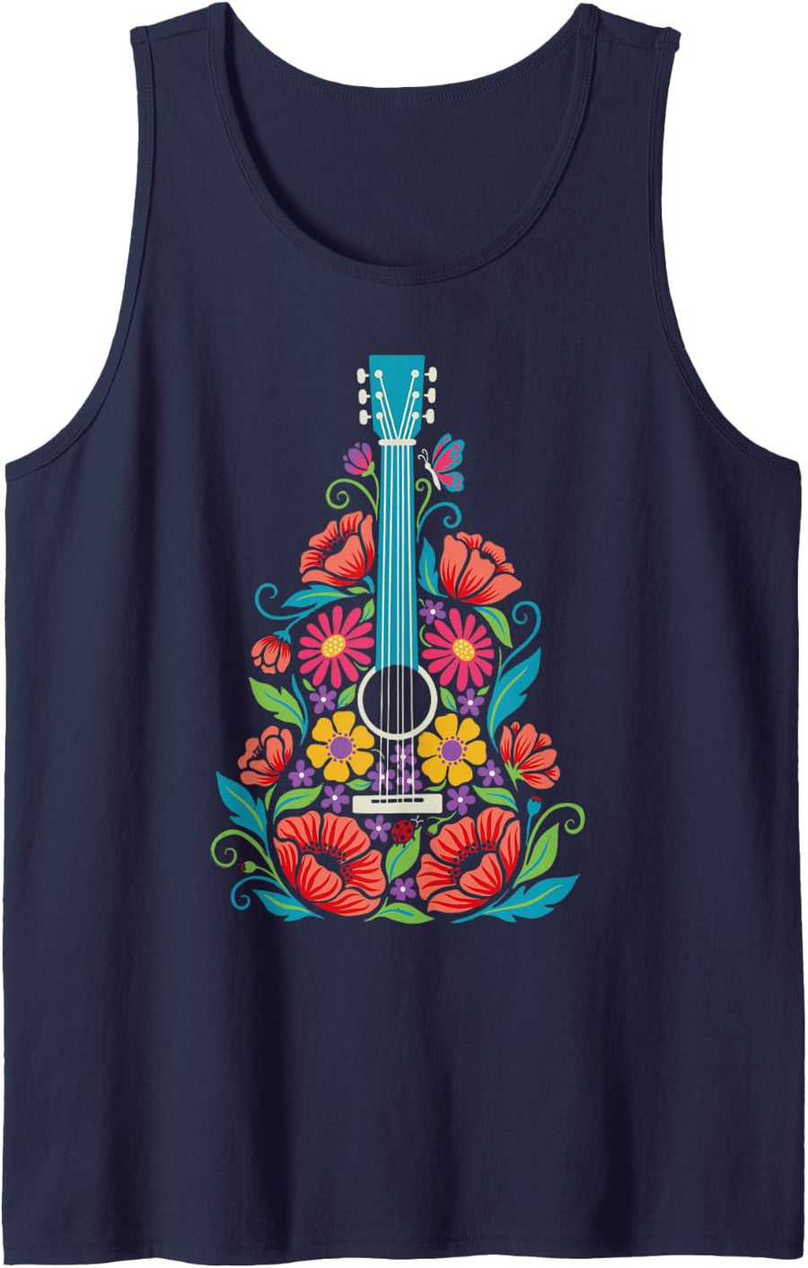 Guitar Art Guitarist Music Teacher Student Musician Sleeveless Tank Top - Navy Blue