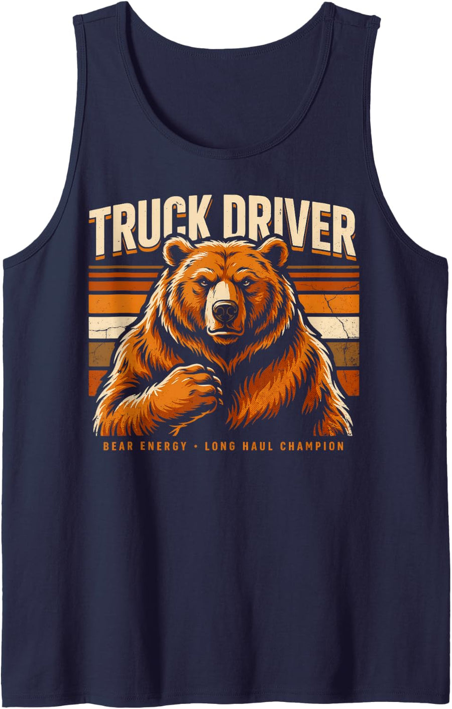 Truck Driver Bear Energy Long Haul Champion Sleeveless Tank Top - Navy Blue