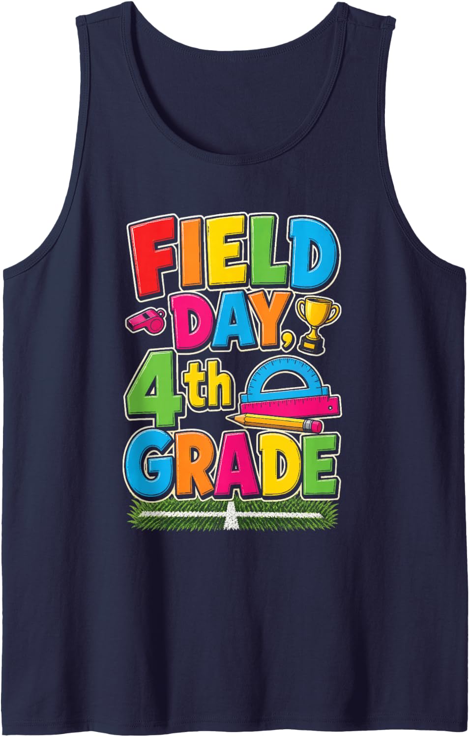 4th Grade Field Day Elementary Games Boys Girls Gift Sleeveless Tank Top - Navy Blue
