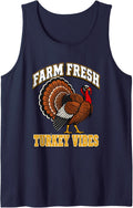 Farm Fresh Turkey Vibes Turkey Lovers Turkey Farmer Poultry Sleeveless Tank Top - Navy Blue