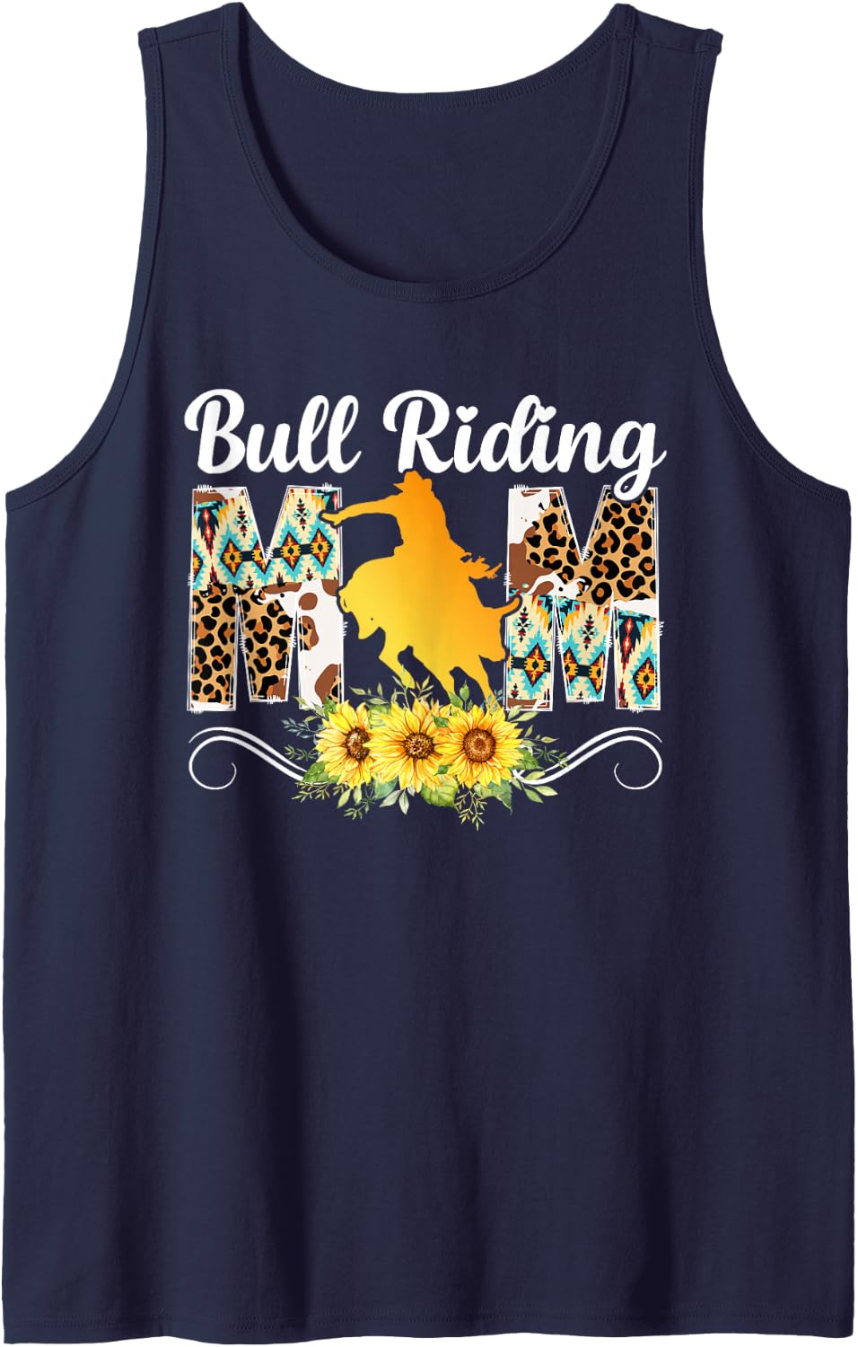 Bull Riding Mom of A Bull Rider Mom Bull Riding Mother Sleeveless Tank Top - Navy Blue