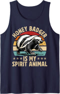 Vintage Honey Badger Spirit Animal Wildlife Lover Tank Top - Navy Blue