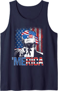 Trump 'Merica 4th Of July 47th President American Flag Funny Tank Top - Navy Blue