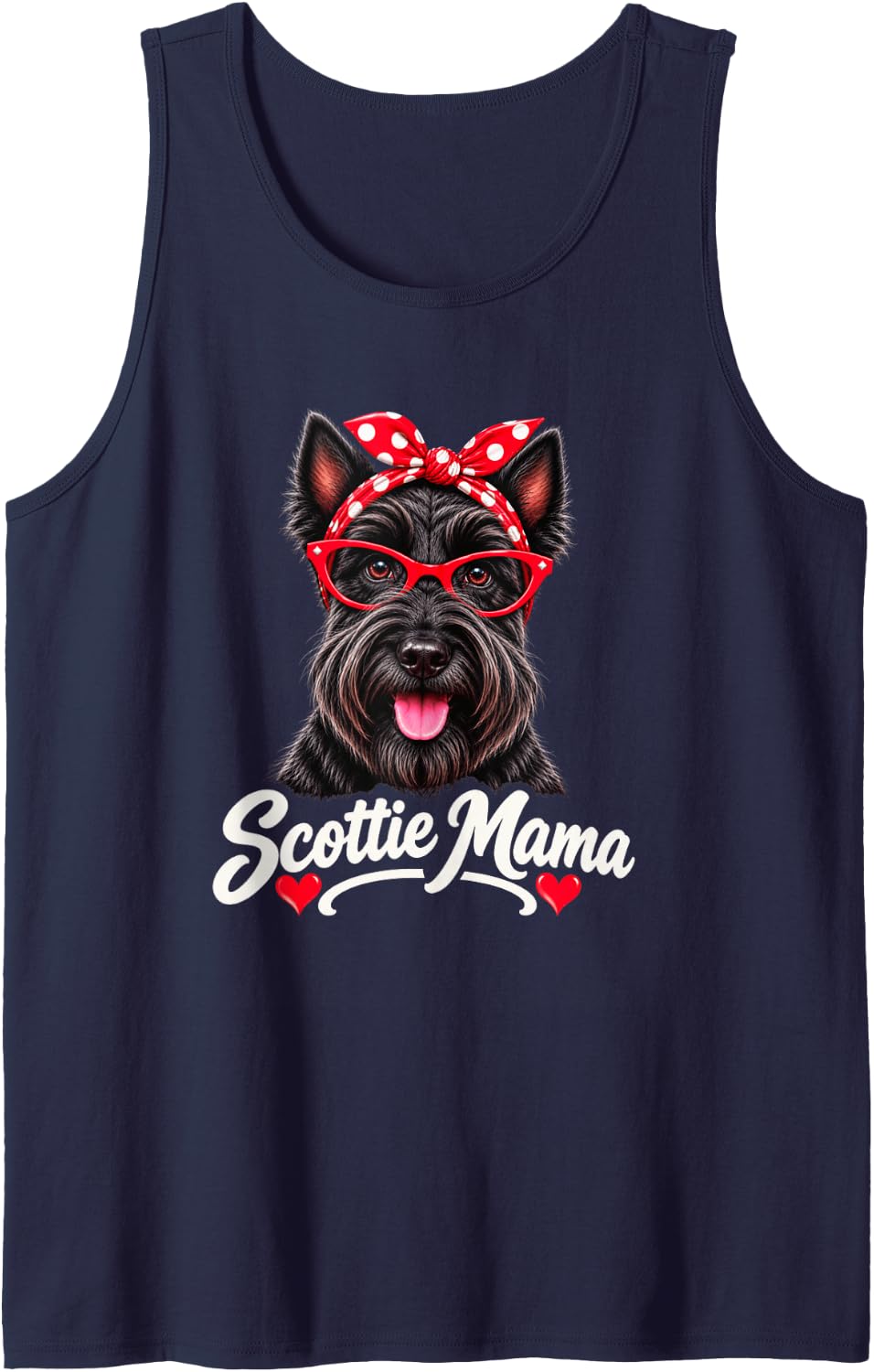 Scottie Dog Mama Cute Scottish Terrier Mom Sleeveless Tank Top - Navy Blue
