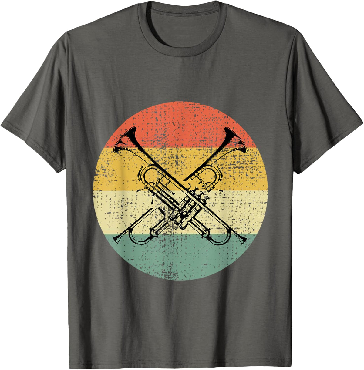 Retro Jazz Music Trumpeter Gifts Trumpet T-Shirt - Asphalt Grey