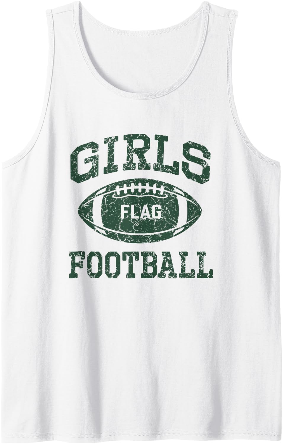 Girls Flag Football Player Athletic Pine Green Gameday Sleeveless Tank Top - White