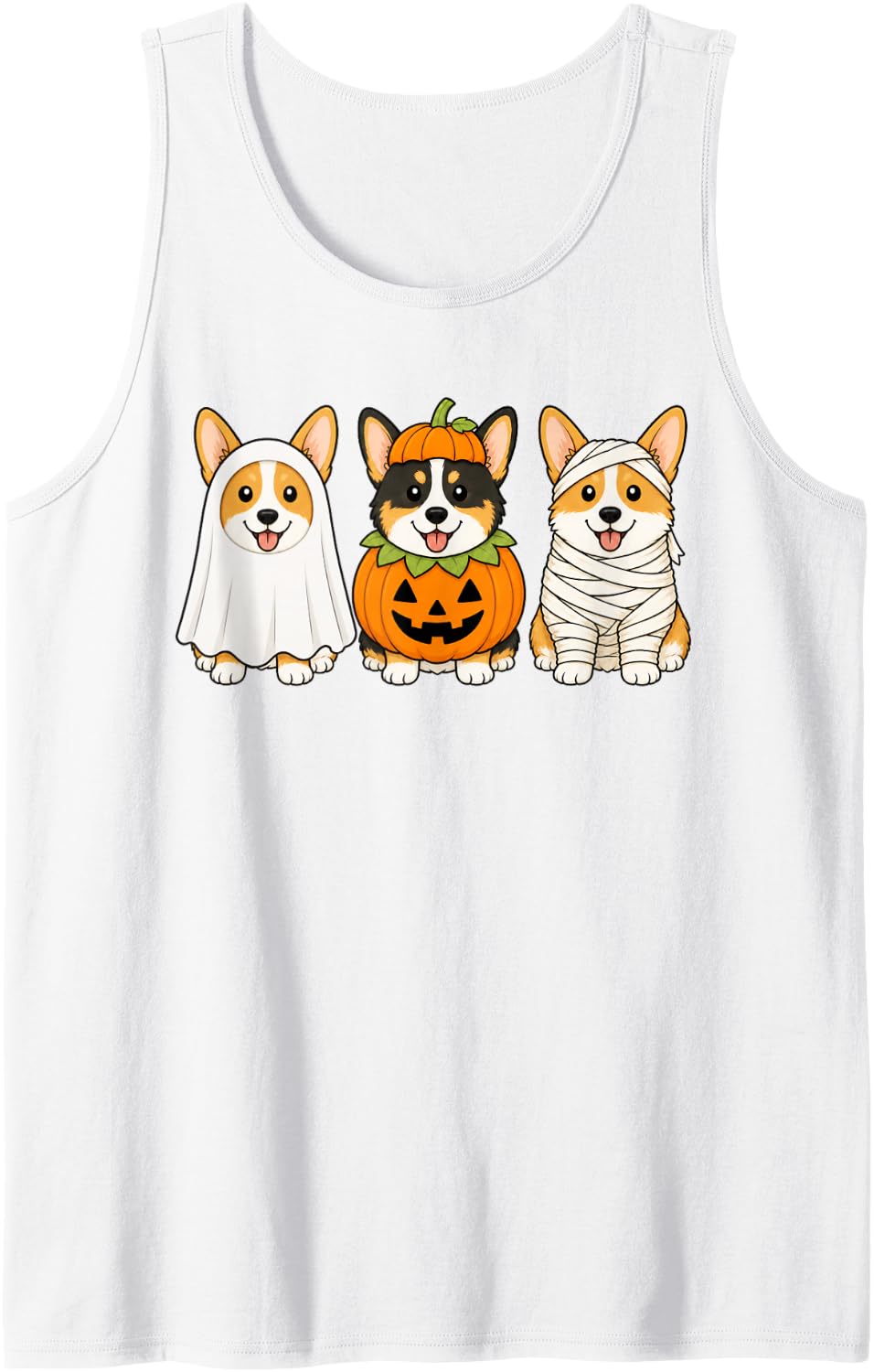 Spooky Corgi Pumpkin Ghost Halloween Dog Lover Tank Top - White