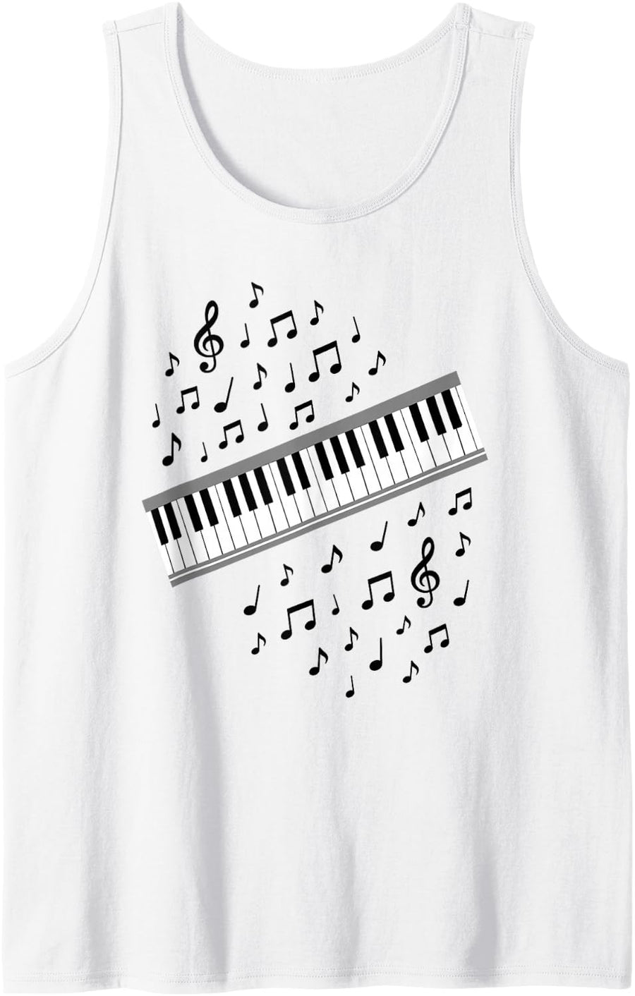 Piano Pianist Keyboard Player Musician Grand Piano Music Sleeveless Tank Top - White