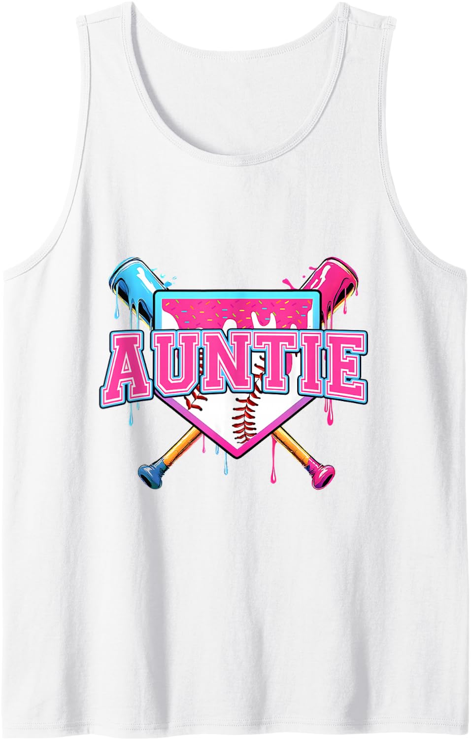 Baseball Drip For Aunt Ice Cream Drip Auntie Baseball Tank Top - White