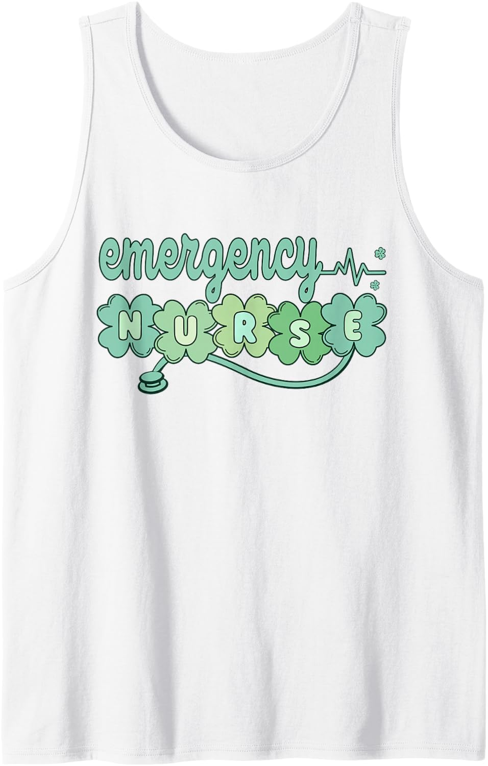 Emergency Department Nurse St Patricks Day ER Doula Clover Sleeveless Tank Top - White