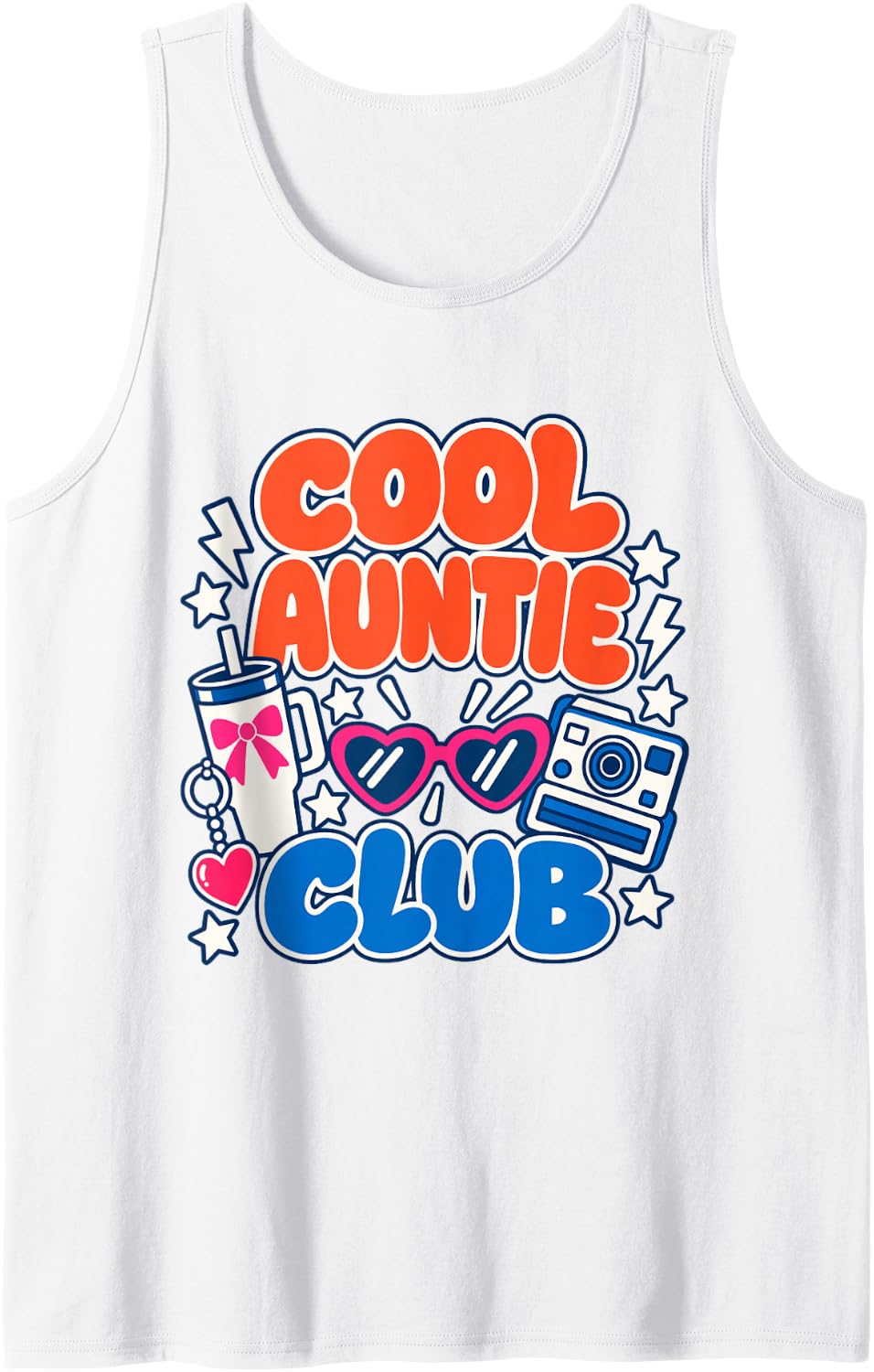 Cool Auntie Club Member Funny Aunt Sleeveless Tank Top - White