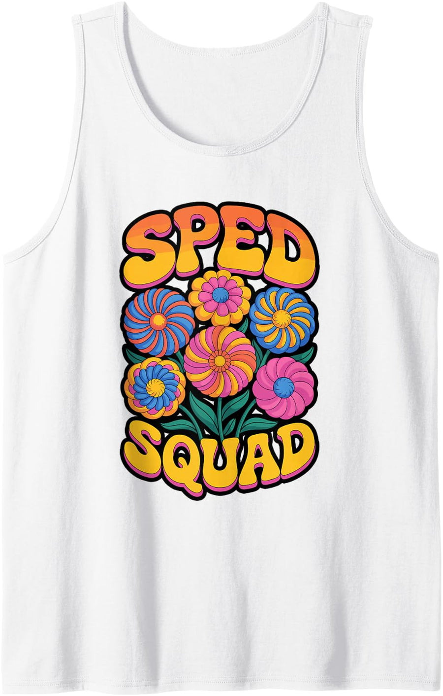 SPED Squad Teacher Team Pencil Shirt Sleeveless Tank Top - White