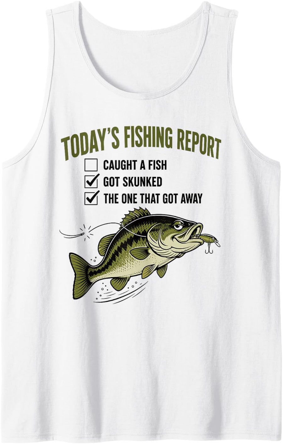 Todays Fishing Report Funny Bass Fishing Angler Sleeveless Tank Top - White