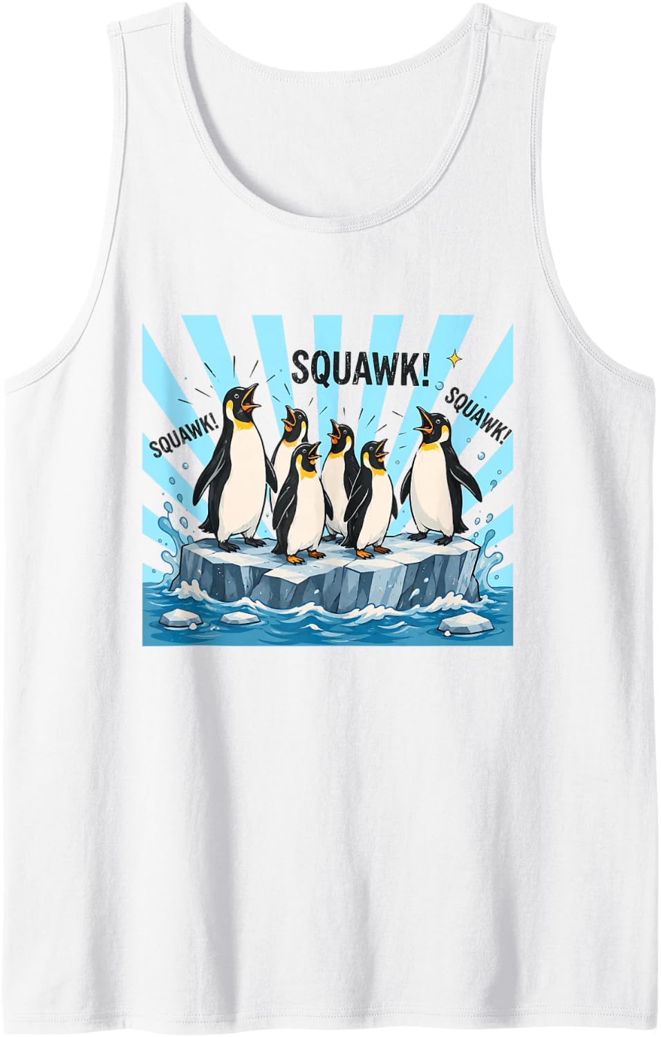 Funny Penguin Choir Squawk Tank Top - White