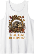 Hedgehog Autumn I'm Allergic to Mornings Sleeveless Tank Top - White
