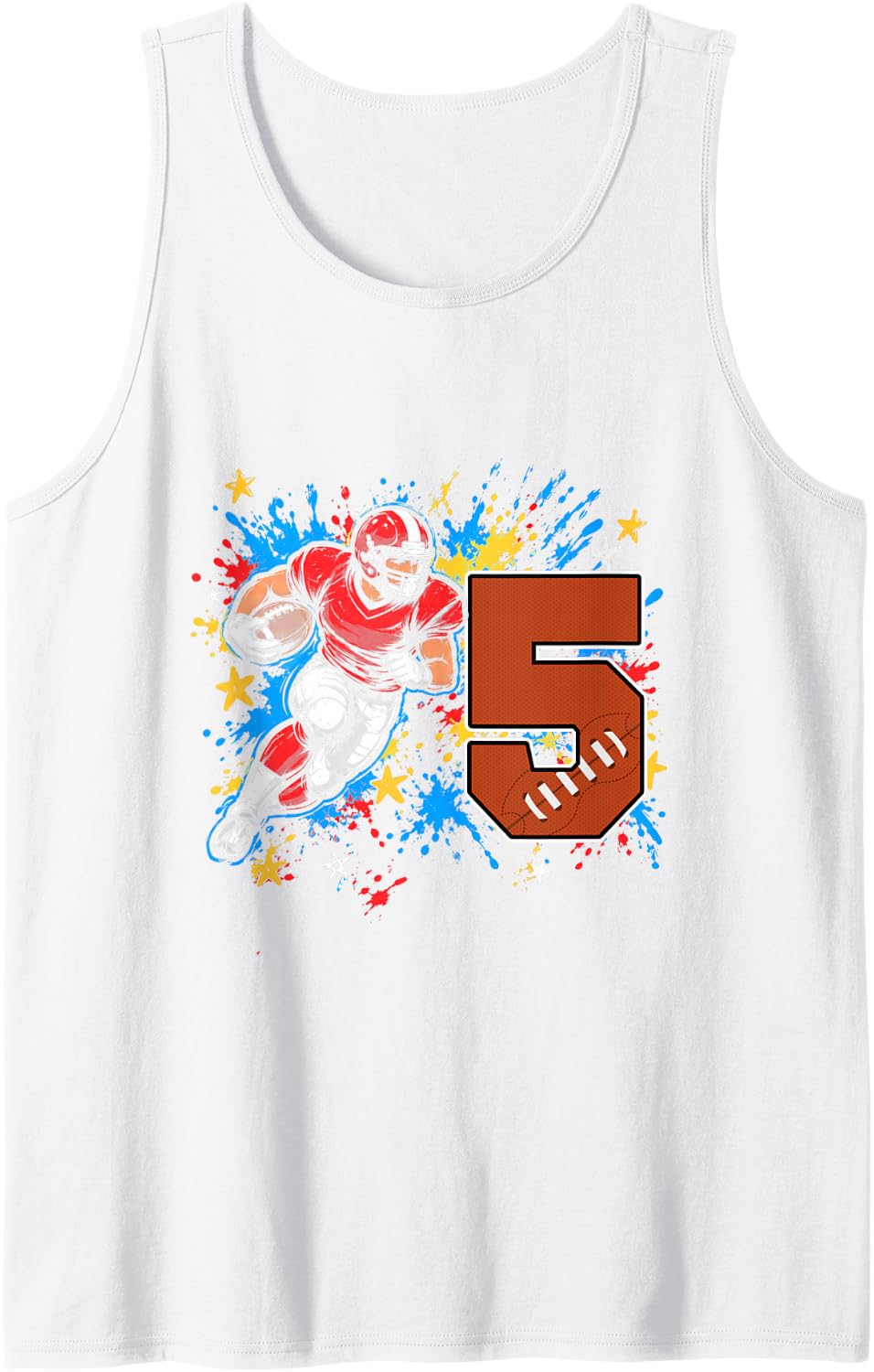 Football 5th Birthday Theme 5 Year Old Football Player Sleeveless Tank Top - White