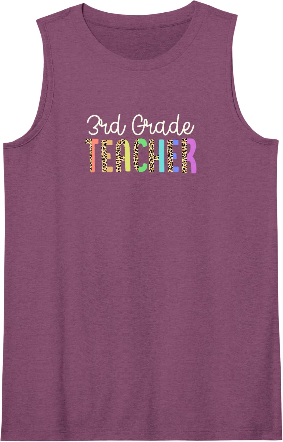 3rd Grade Teacher Colorful Leopard Print Pattern Style Sleeveless Tank Top - Purple