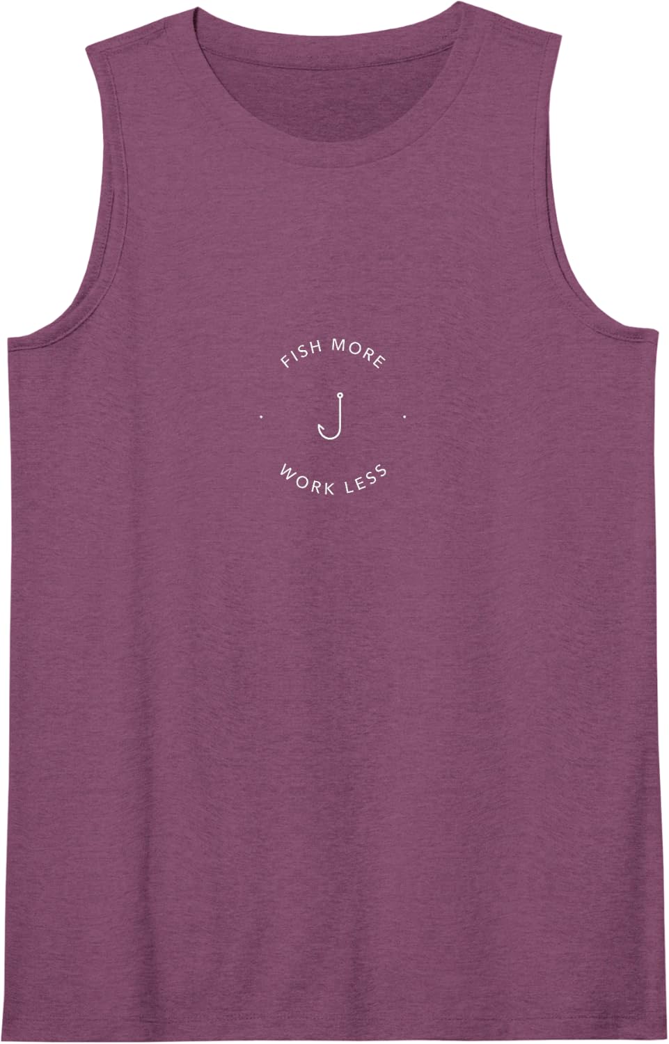 Fish More Work Less Minimalist Fishing Angler Bass Sleeveless Tank Top - Purple