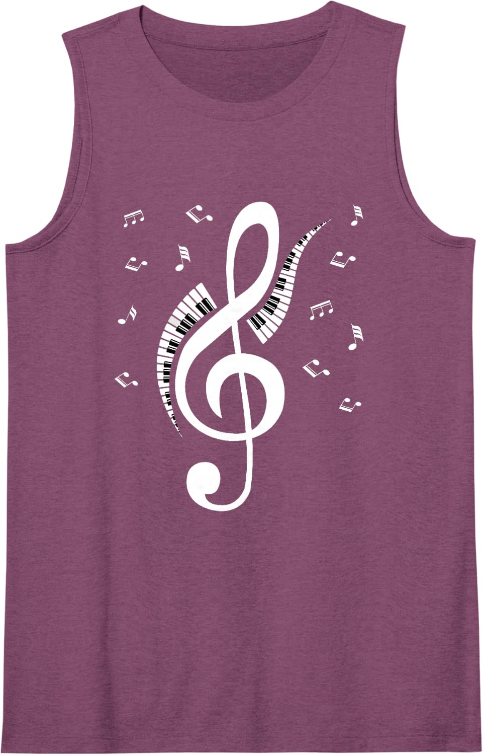 Classical Keyboard Pianist Design Sleeveless Tank Top - Purple