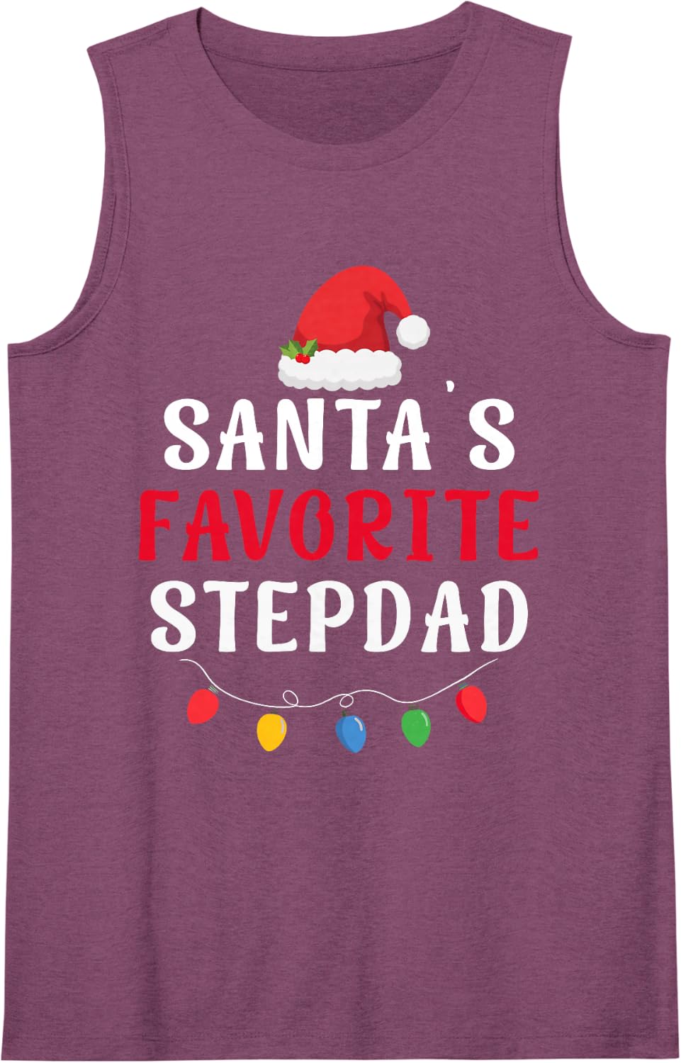 Santa's Favorite Stepdad Funny Christmas Family Matching Sleeveless Tank Top - Purple