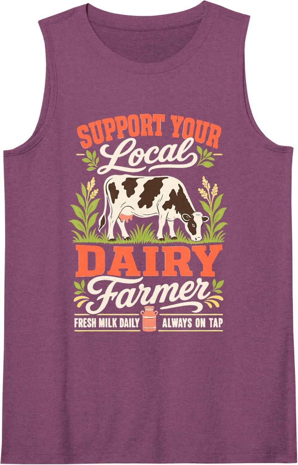 Local Dairy Farmer Support Sleeveless Tank Top - Purple