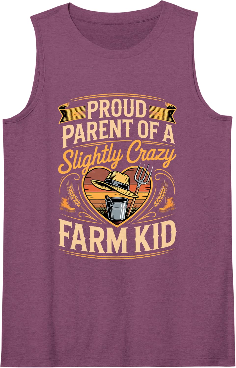 Proud Parent of a Slightly Crazy Farm Kid Farmer Tank Top - Purple