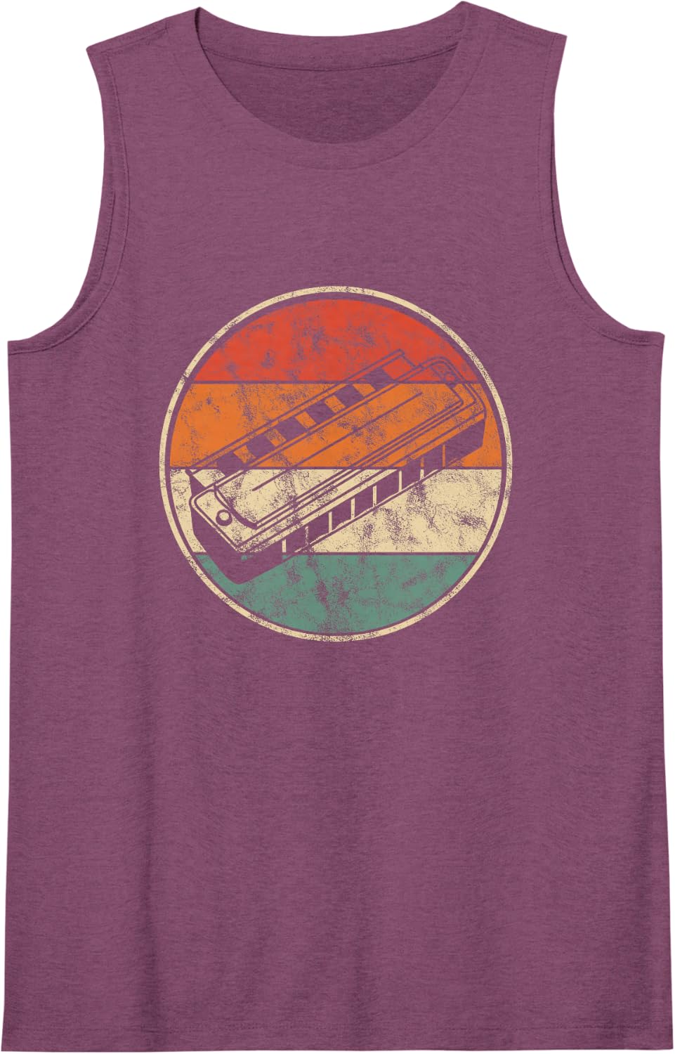 Vintage Harmonica for Harmonica Player Or Music Teacher Sleeveless Tank Top - Purple