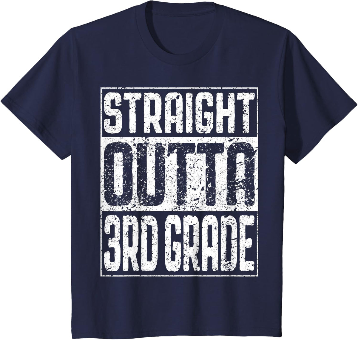 Kids Straight Outta 3rd Grade Shirt Third Grade Graduation T-Shirt - Navy Blue