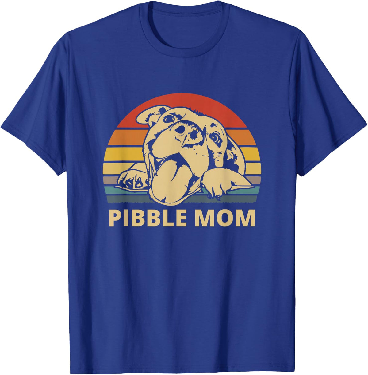 Pibble Mom - I Love My Pit Retro Vintage Pit Face Pitbull T-Shirt - Royal Blue