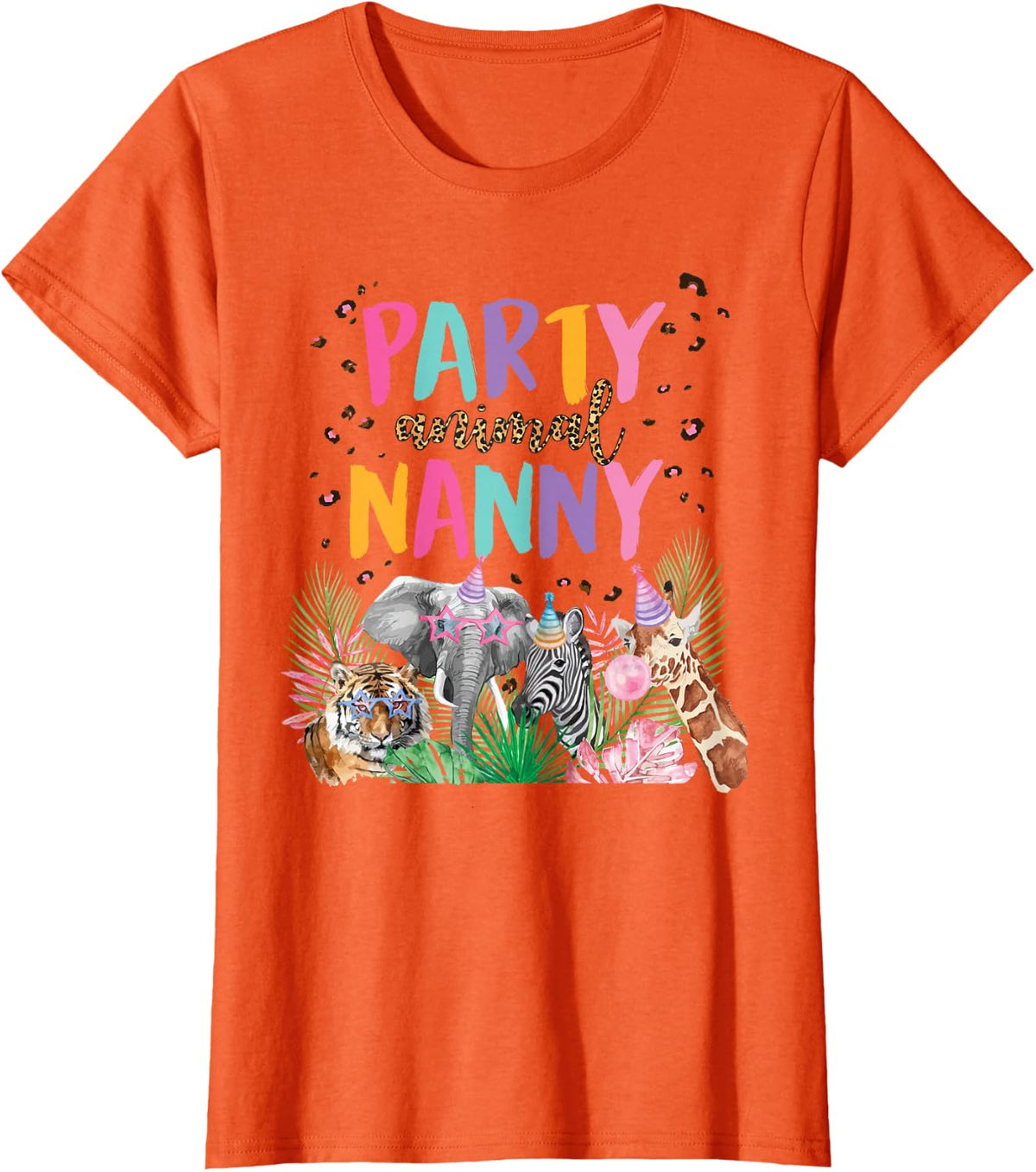 Nanny Of The Birthday Boy Girl Zoo Theme Animal Party T-Shirt - Orange