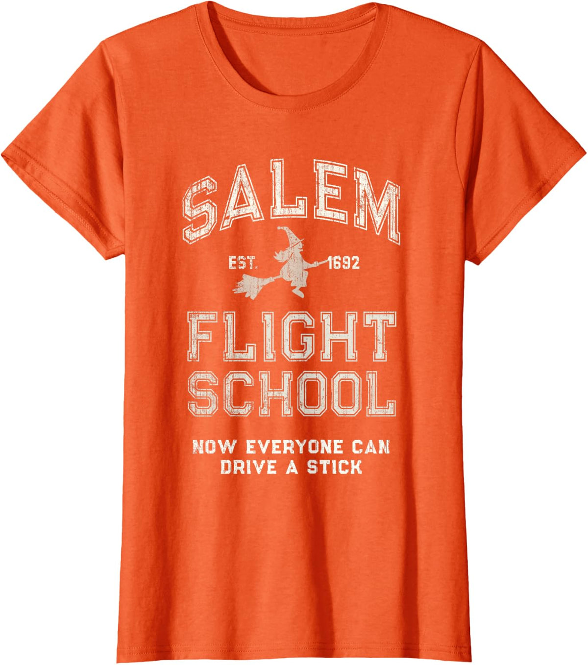 Funny Witches SALEM FLIGHT SCHOOL Witch Pilot School Trainer T-Shirt - Orange