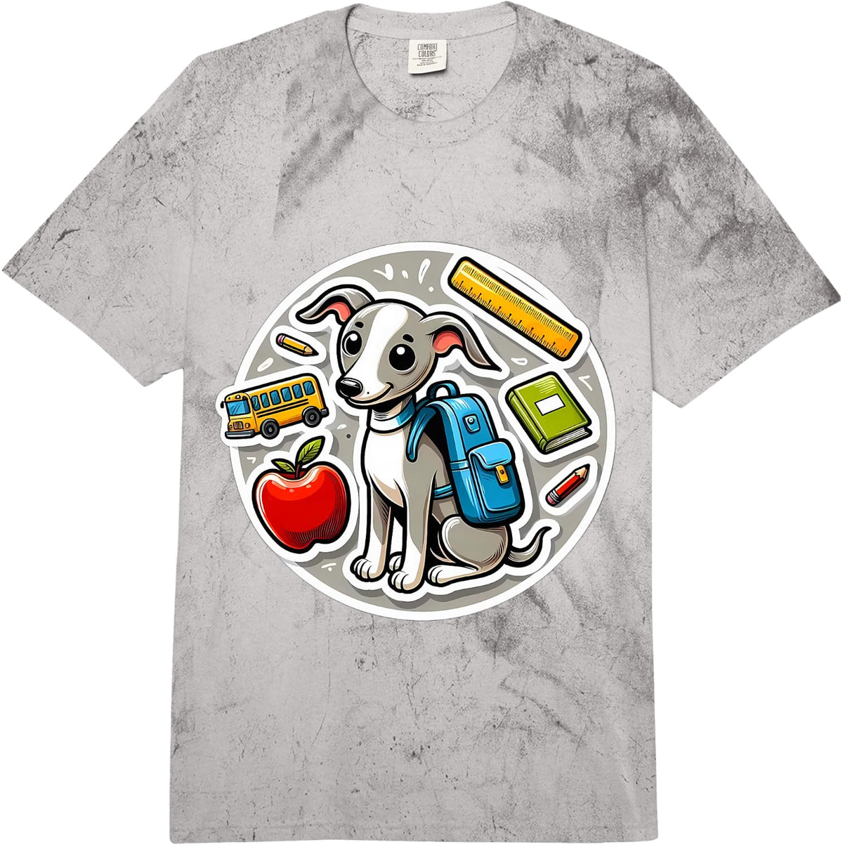 Back to School Italian Greyhound Dog Boys Girls Owner Kids Comfort Colors Adult Heavyweight T-Shirt - Adult Unisex Grey Tie